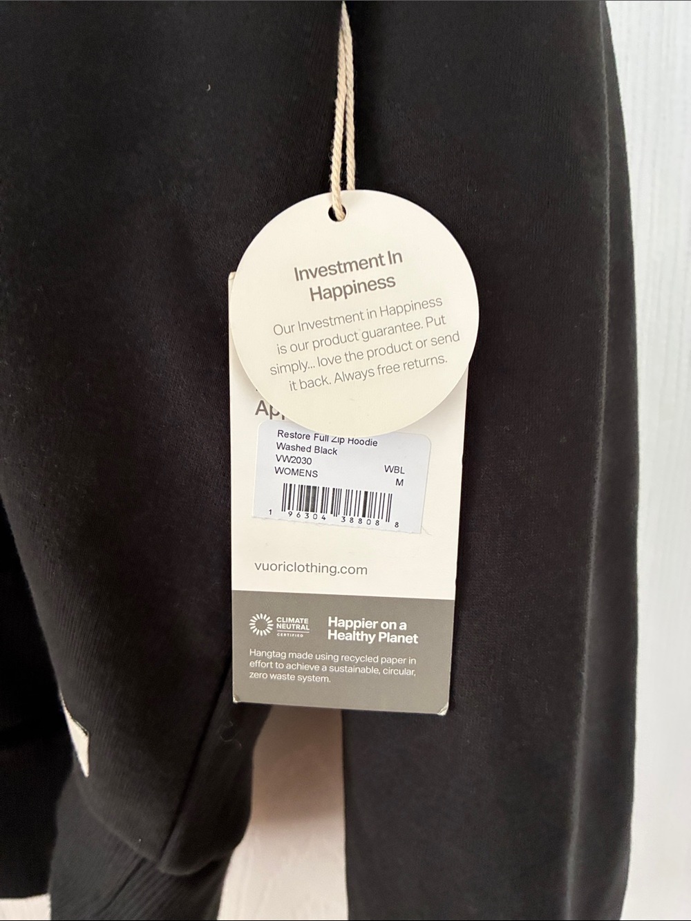 New Vuori Restore Hoodie Full Zip Washed Black - Picture 2 of 7
